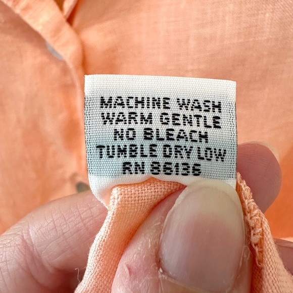 BRYN WALKER | Orange 100% Linen Lagenlook Oversized Button Down Shirt | Small - Picture 8 of 8